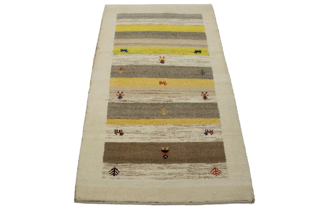 Cream Tribal 3X5 Indo-Gabbeh Oriental Rug - 12