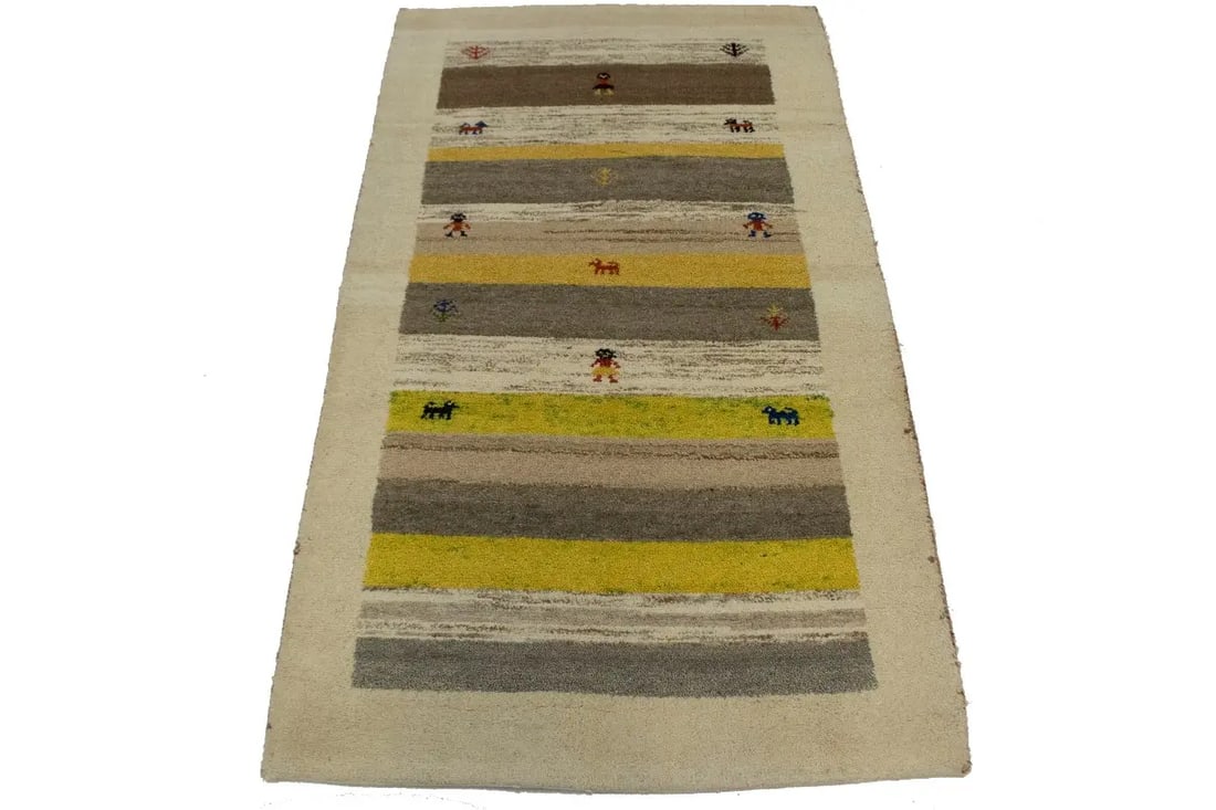 Cream Tribal 3X5 Indo-Gabbeh Oriental Rug - 3