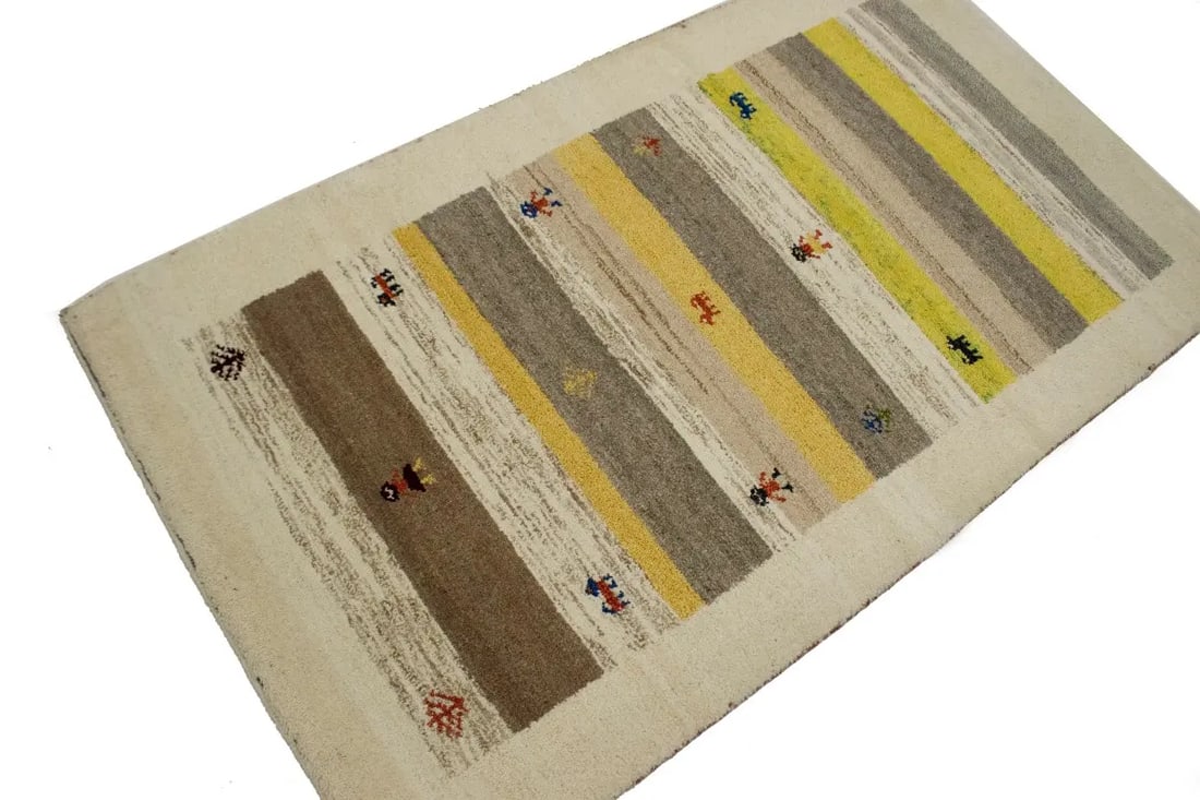 Cream Tribal 3X5 Indo-Gabbeh Oriental Rug - 4