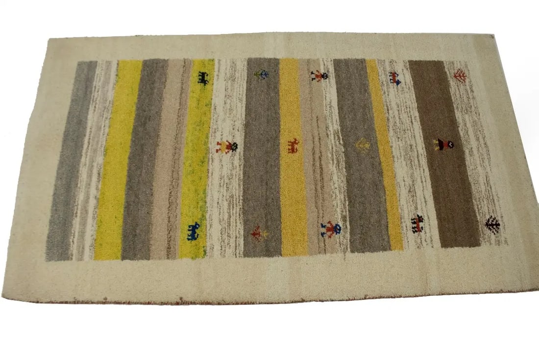 Cream Tribal 3X5 Indo-Gabbeh Oriental Rug - 5