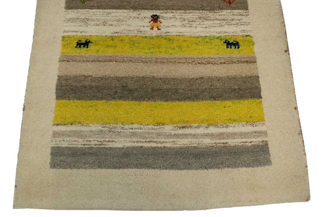 Cream Tribal 3X5 Indo-Gabbeh Oriental Rug - 7