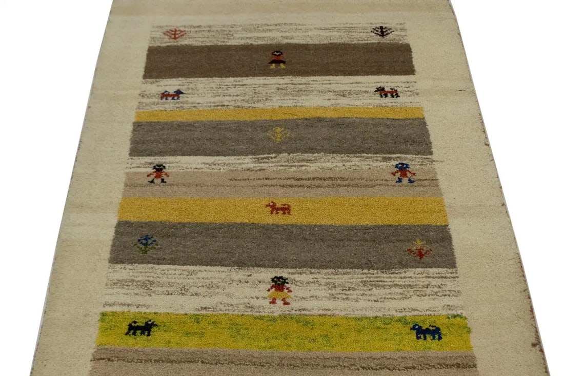 Cream Tribal 3X5 Indo-Gabbeh Oriental Rug - 8