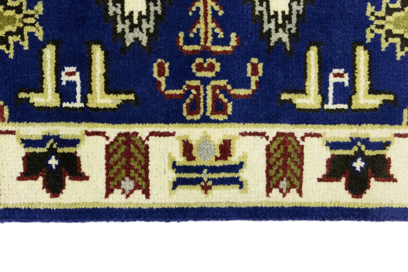 Navy Blue Geometric 3X8 Kazak Oriental Runner Rug - 10