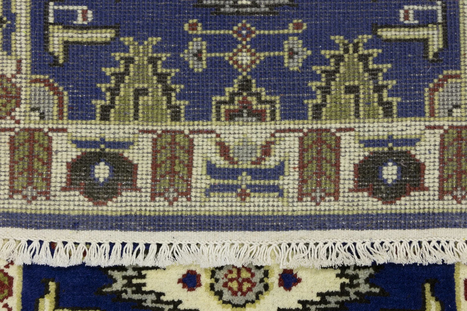 Navy Blue Geometric 3X8 Kazak Oriental Runner Rug - 17