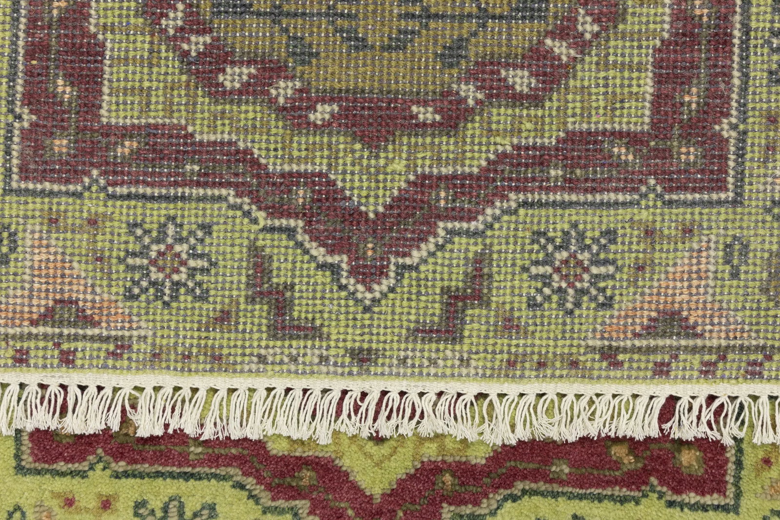 Light Lime Green Floral 2'7X9'8 Heriz Serapi Oriental Runner Rug - 16