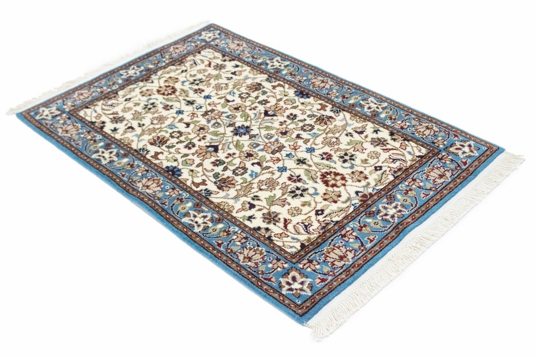 Cream Floral Kirman 3X4 Oriental Rug - 12
