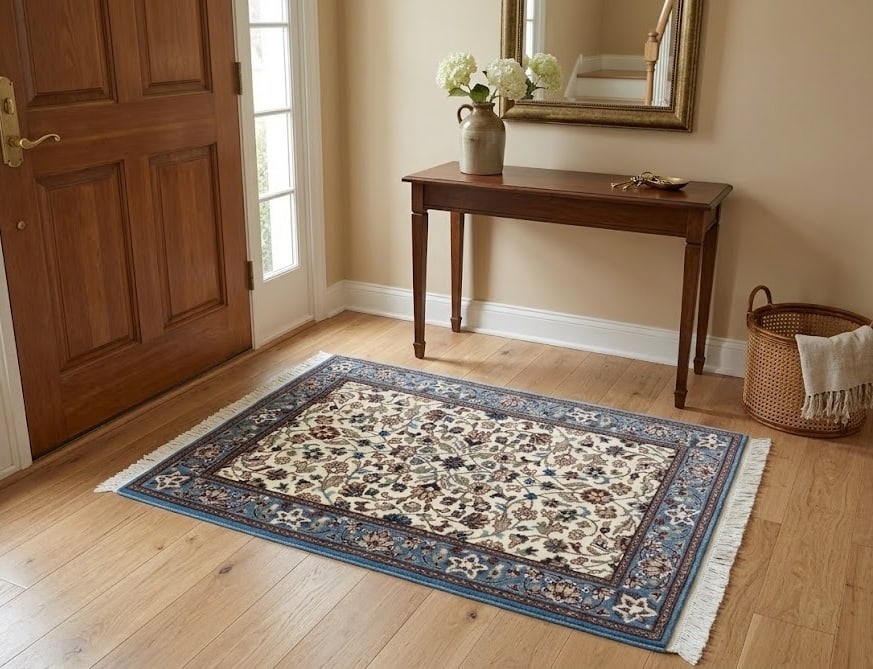 Cream Floral Kirman 3X4 Oriental Rug - 2