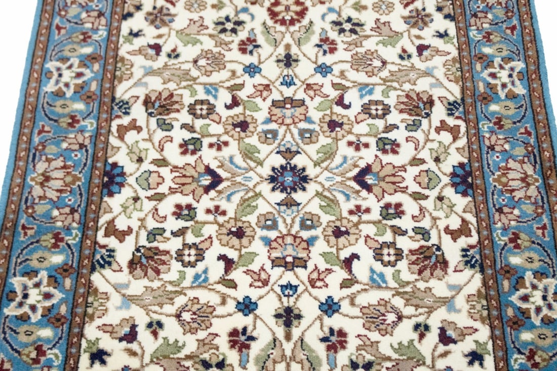 Cream Floral Kirman 3X4 Oriental Rug - 4