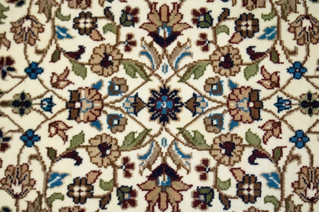 Cream Floral Kirman 3X4 Oriental Rug - 6