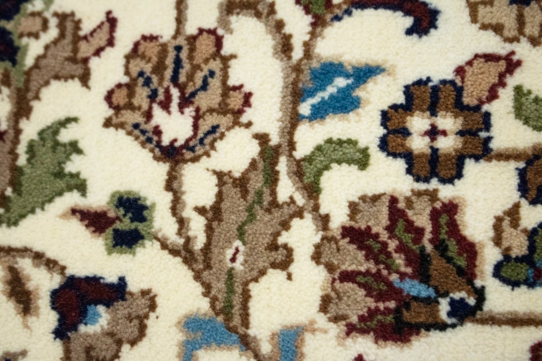 Cream Floral Kirman 3X4 Oriental Rug - 8