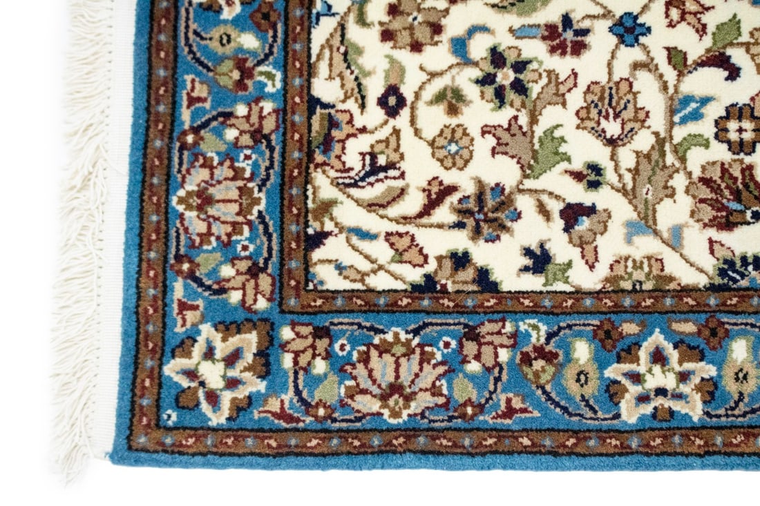 Cream Floral Kirman 3X4 Oriental Rug - 9