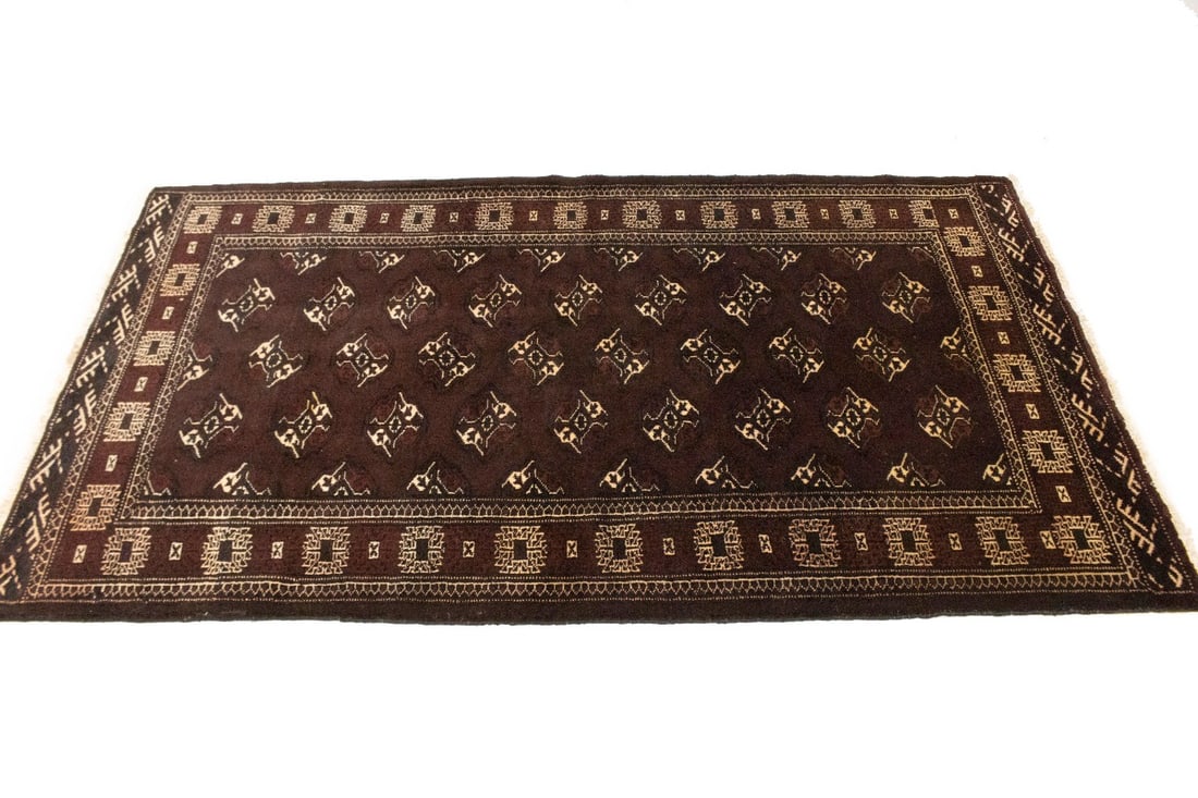 Burgundy Tribal 3'6X6'4 Balouch Persian Rug - 6