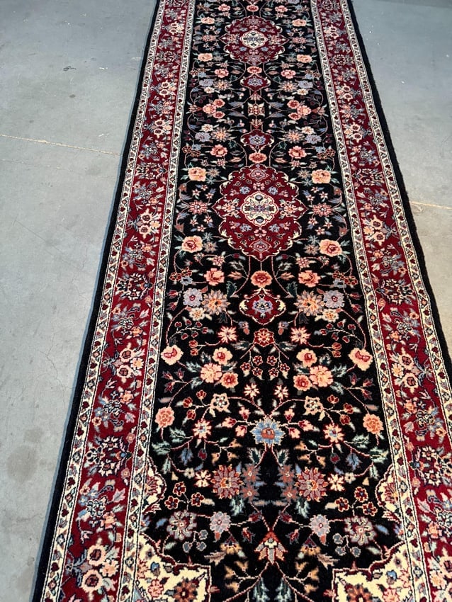 Fine Silk&Wool Tabriz Runner 2.6x10' - 2