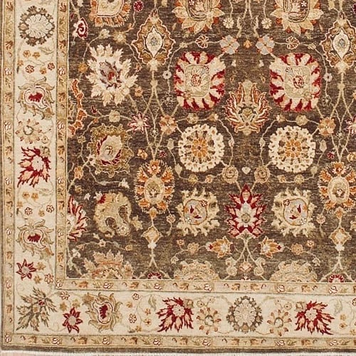 Hand Knotted Indo-Tabriz Brown Wool New Oriental Rug Carpet 7'11" x 10'4" - 5