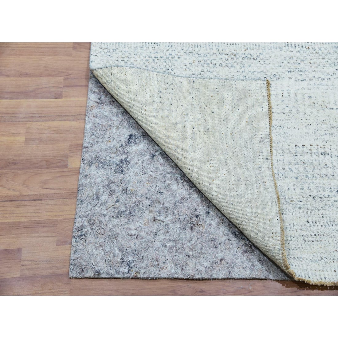 Moonshine Gray Grass Design Undyed Hand Knotted XL Runner Oriental Rug - 3