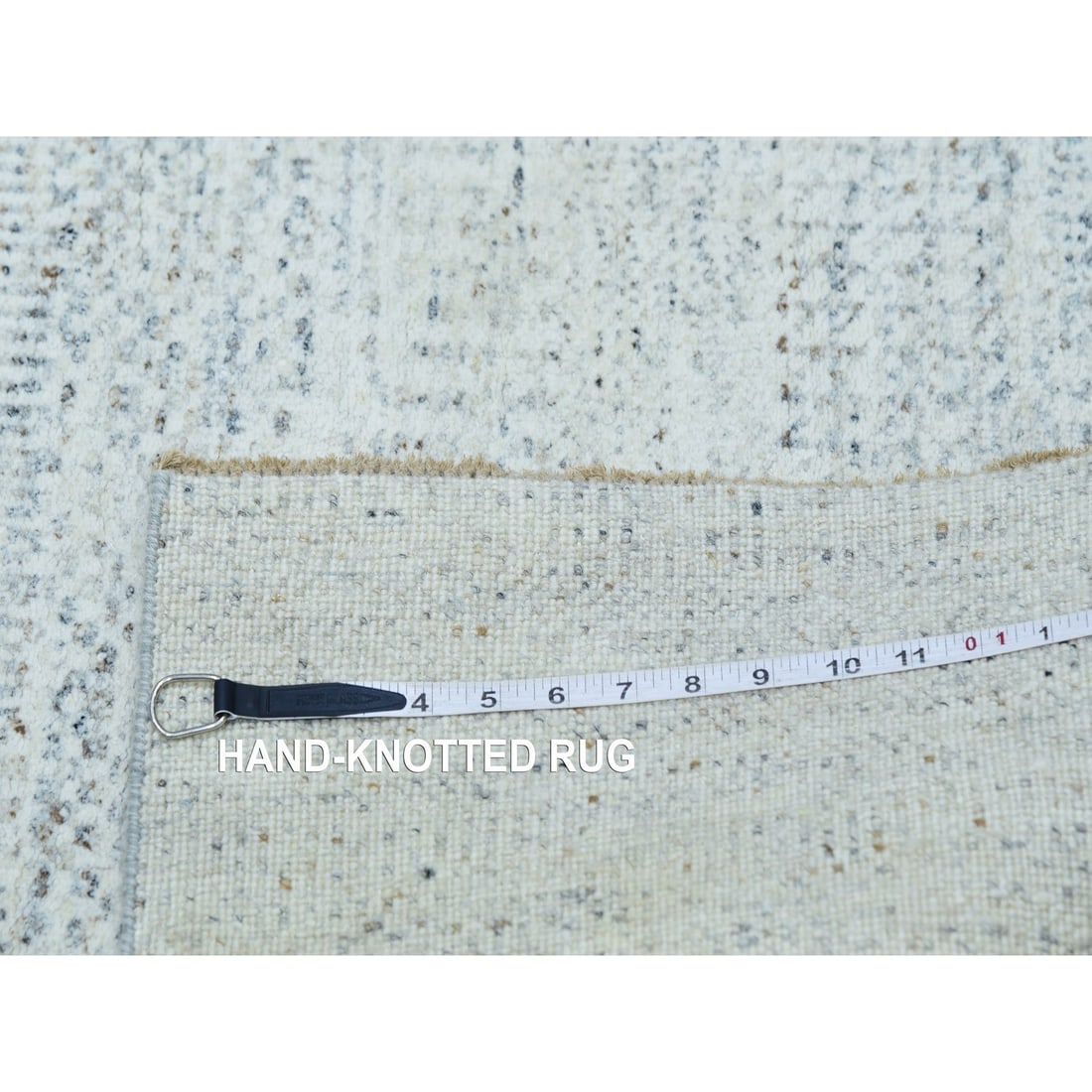 Moonshine Gray Grass Design Undyed Hand Knotted XL Runner Oriental Rug - 6