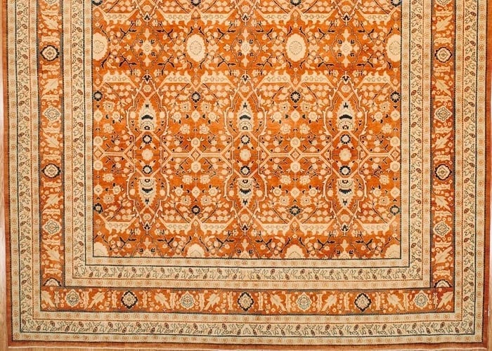 Hand Knotted Indo-Tabriz Geometric Rust Oriental Rug Wool Carpet 10'1" x 14'4" - 2