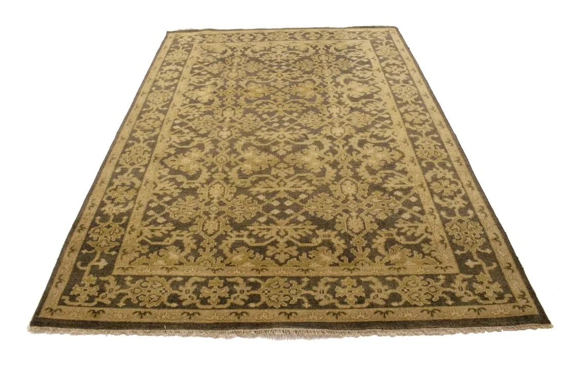 Dark Brown Transitional Floral 6X9 Oriental Rug - 13