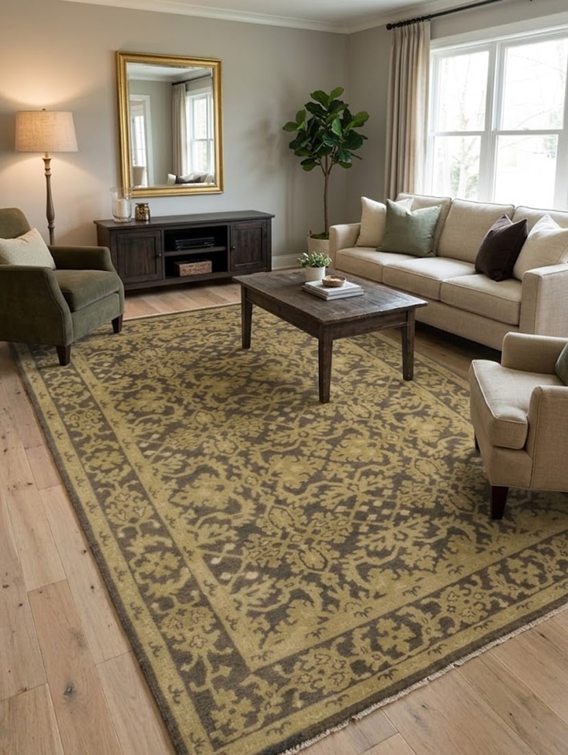 Dark Brown Transitional Floral 6X9 Oriental Rug - 2