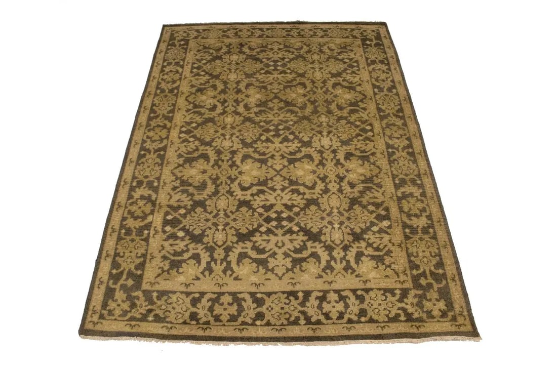 Dark Brown Transitional Floral 6X9 Oriental Rug - 3