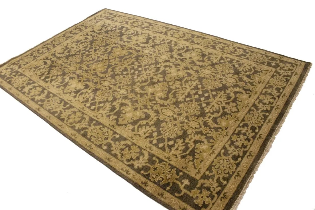 Dark Brown Transitional Floral 6X9 Oriental Rug - 5