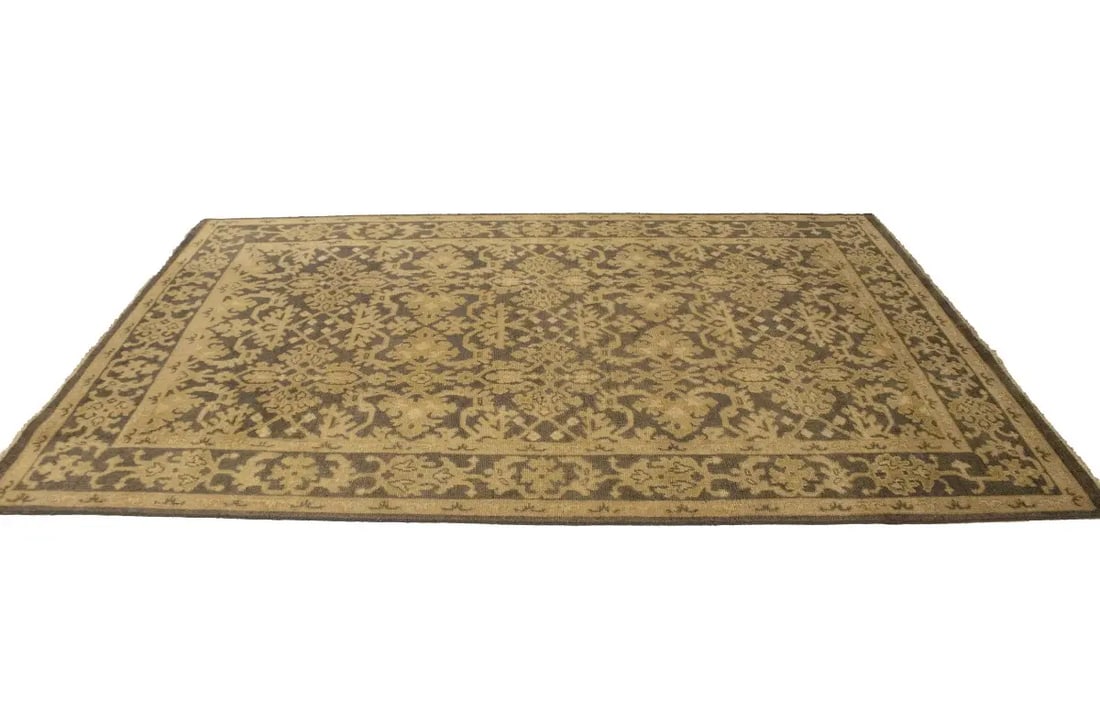 Dark Brown Transitional Floral 6X9 Oriental Rug - 6