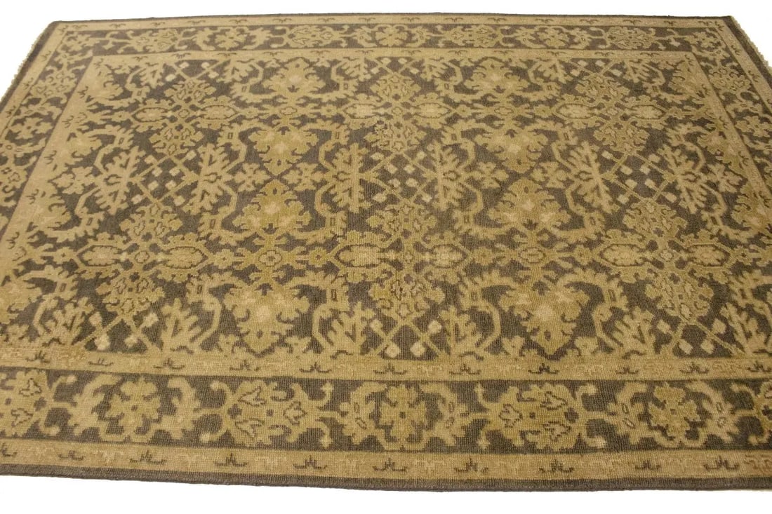 Dark Brown Transitional Floral 6X9 Oriental Rug - 7