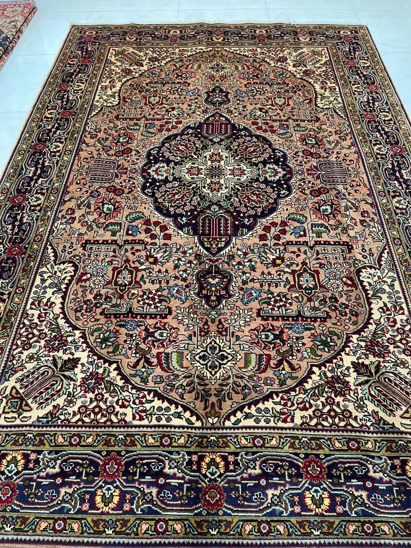 Hand Knotted Persian Tabriz Wool Terracotta Oriental Rug Carpet 6'5" x 9'6" - 12