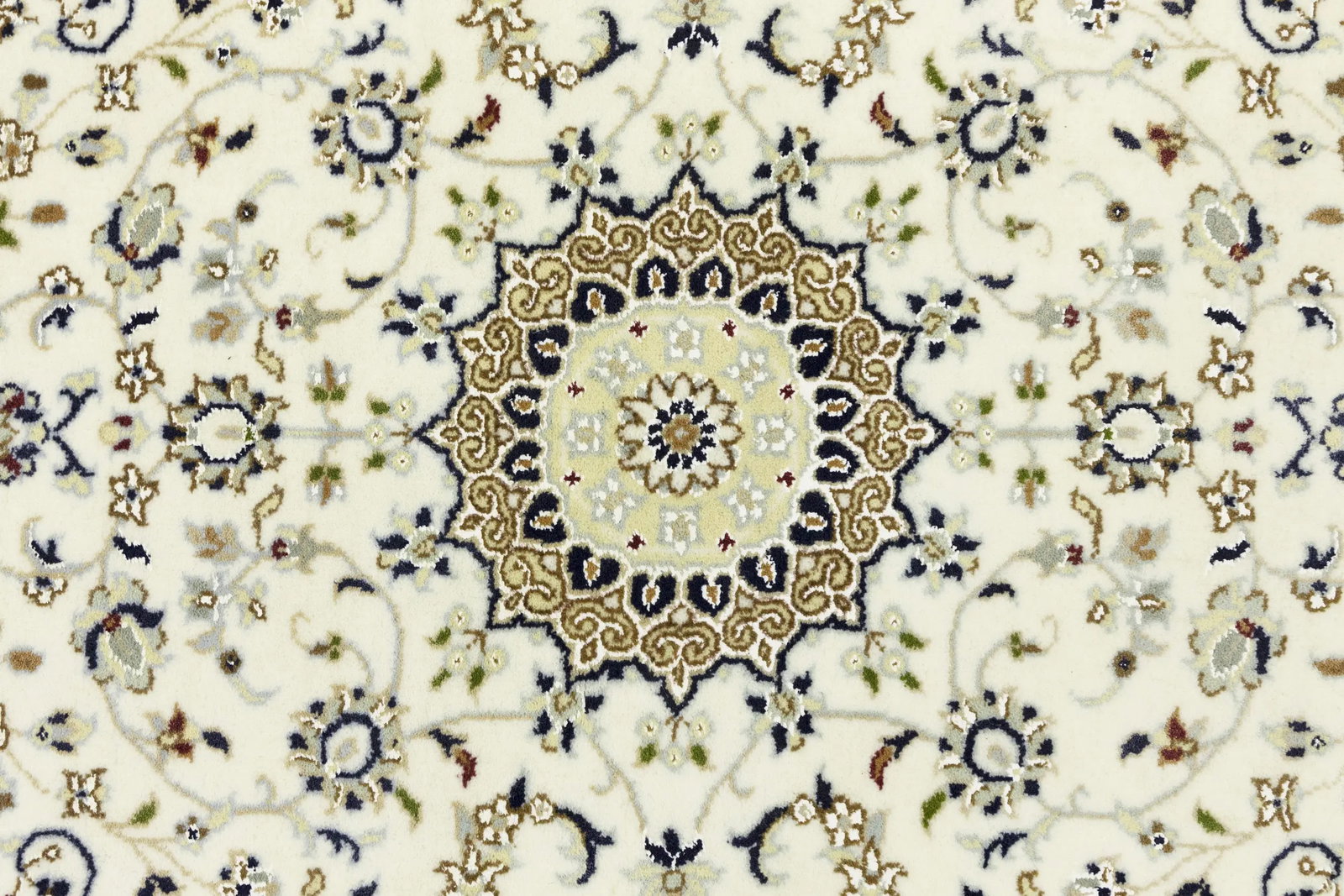 Cream Floral 3X4 Indo-Nain Oriental Rug - 10