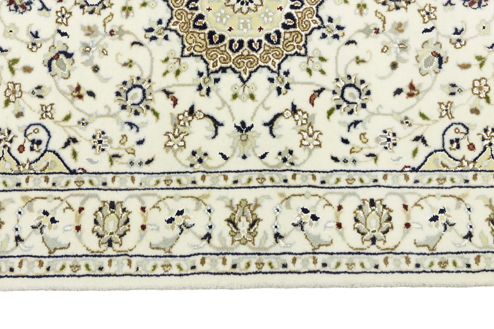Cream Floral 3X4 Indo-Nain Oriental Rug - 11