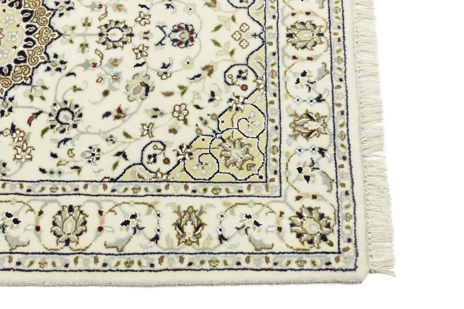 Cream Floral 3X4 Indo-Nain Oriental Rug - 12