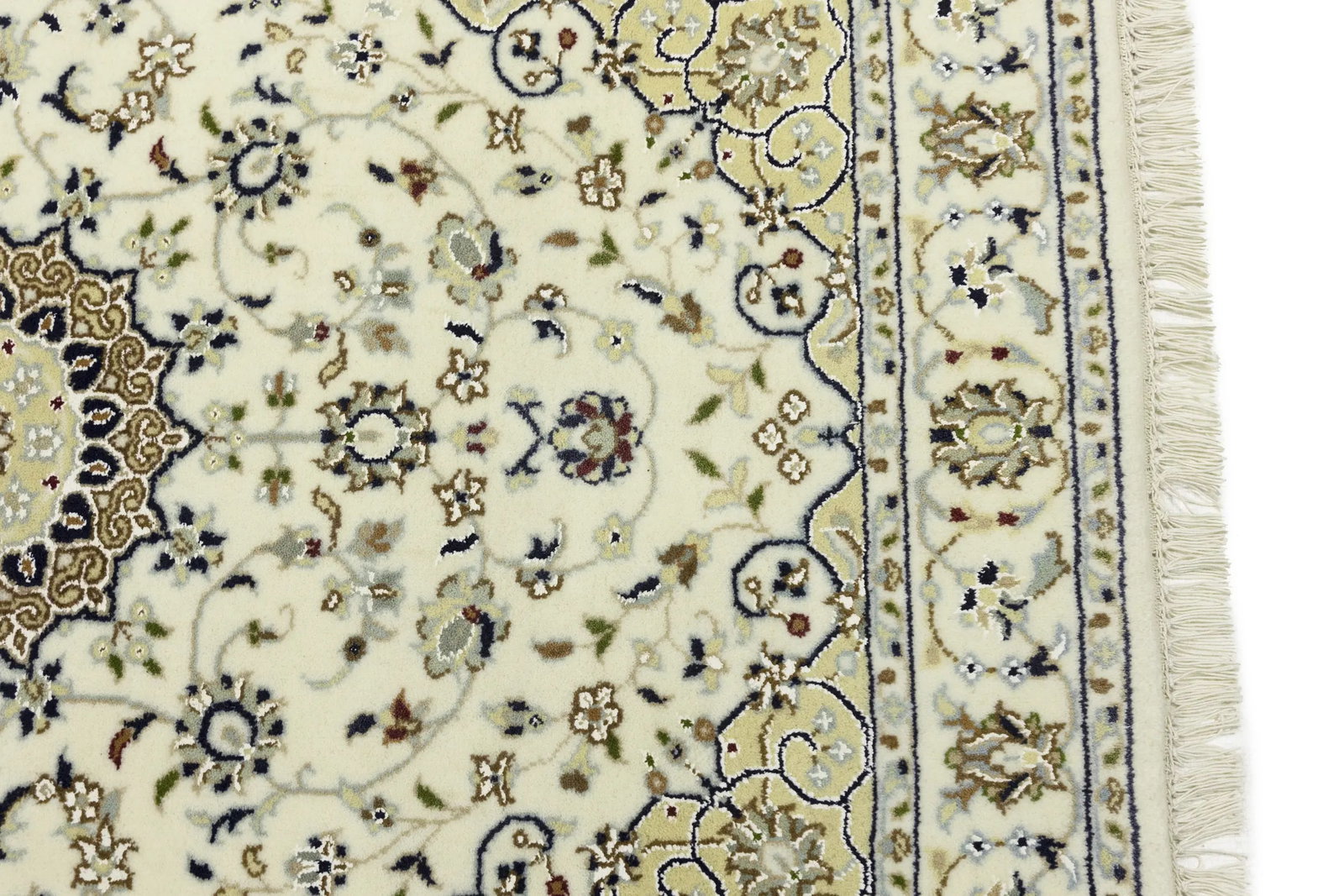 Cream Floral 3X4 Indo-Nain Oriental Rug - 13