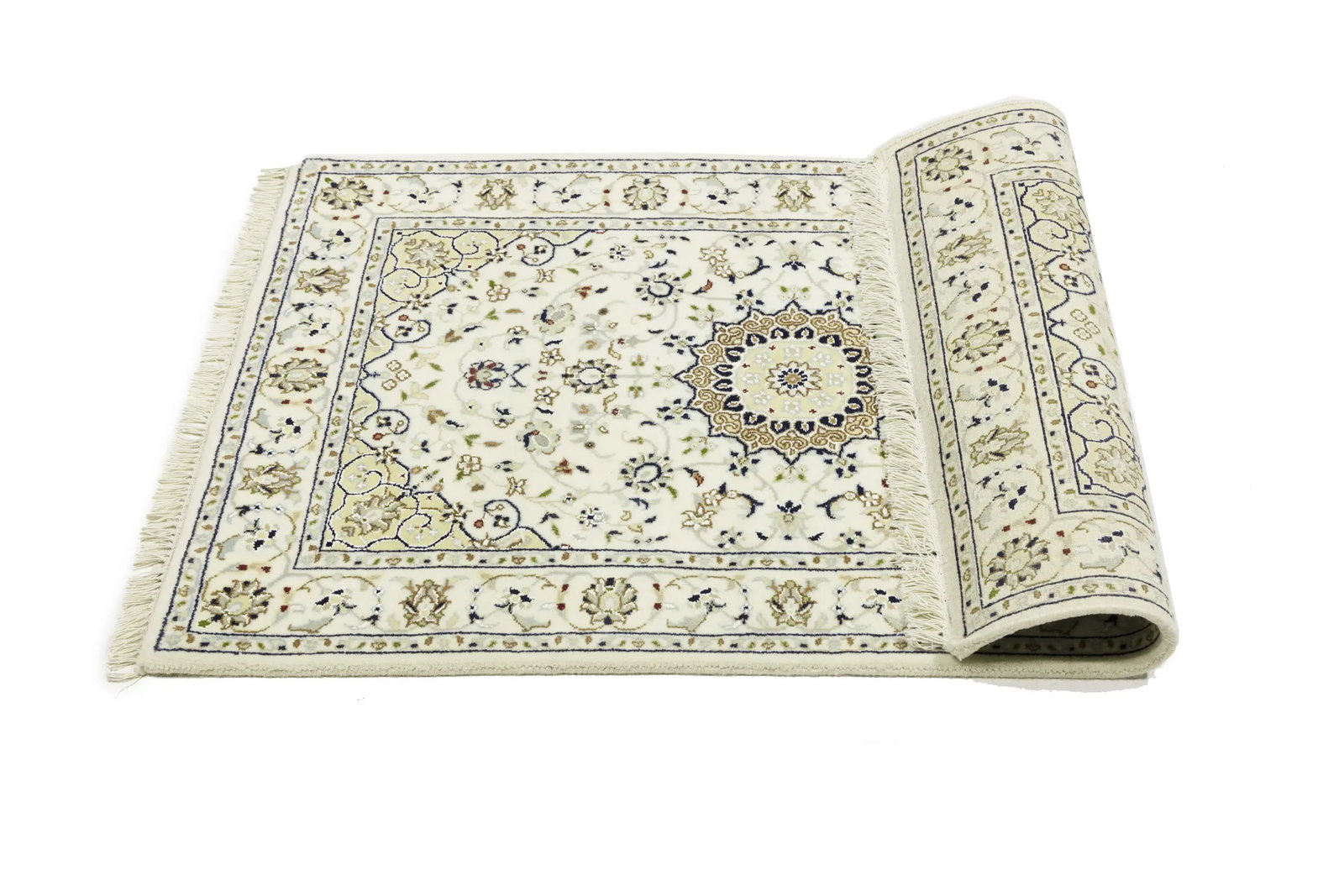 Cream Floral 3X4 Indo-Nain Oriental Rug - 16