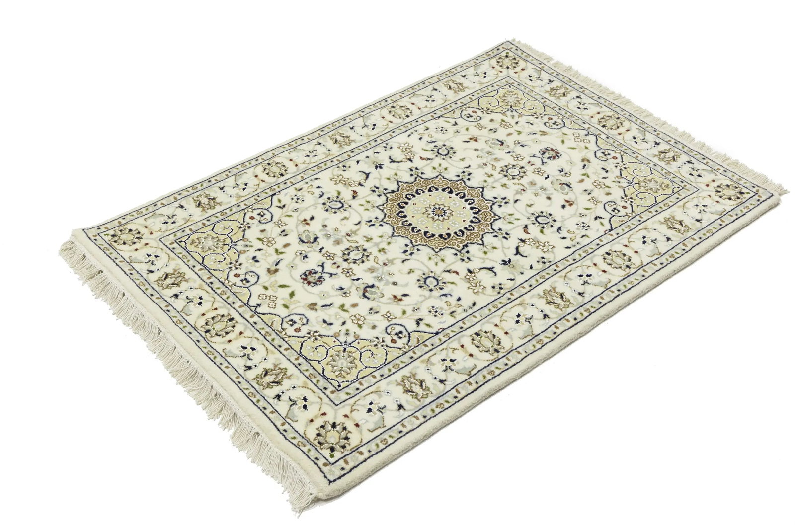 Cream Floral 3X4 Indo-Nain Oriental Rug - 6