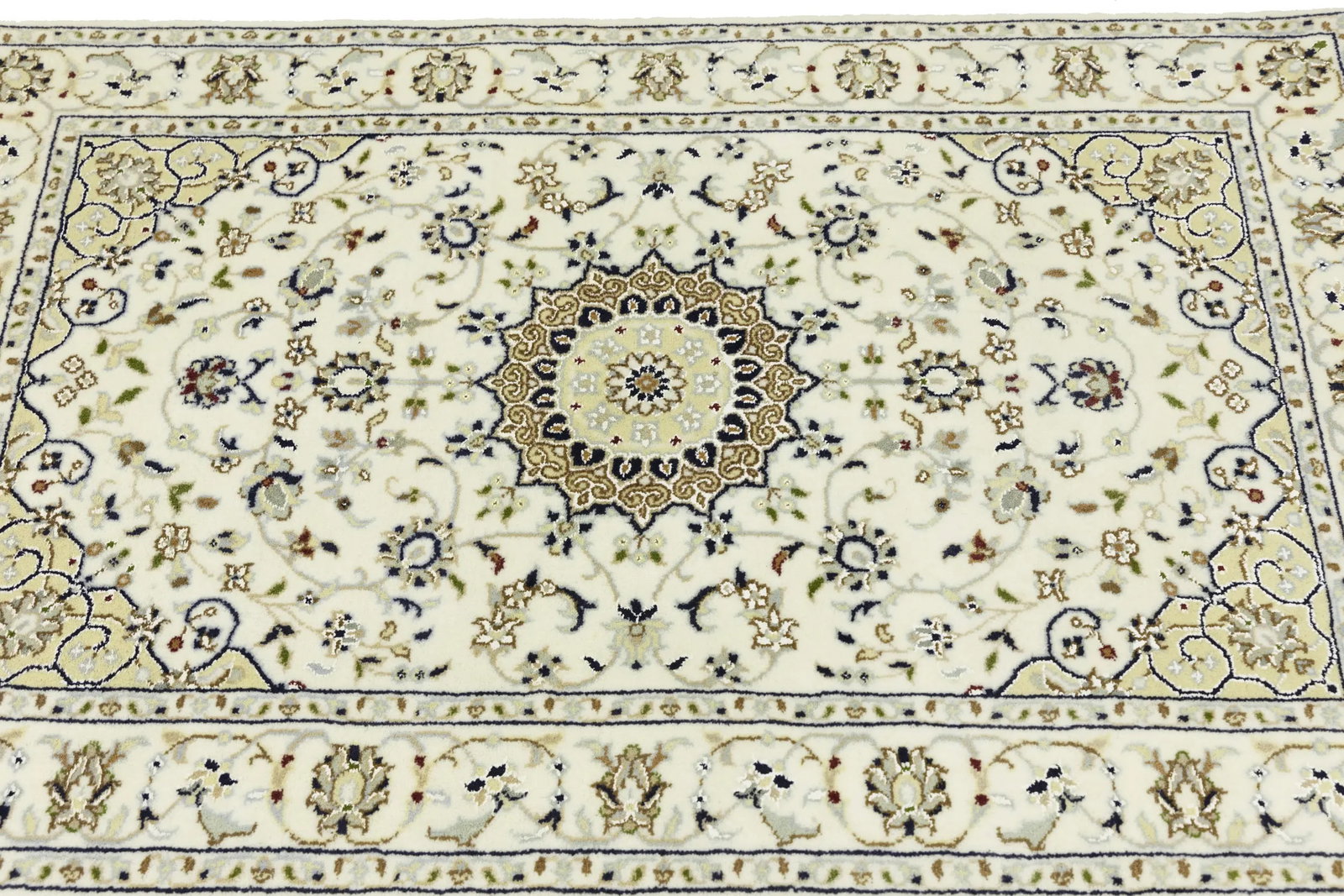Cream Floral 3X4 Indo-Nain Oriental Rug - 8