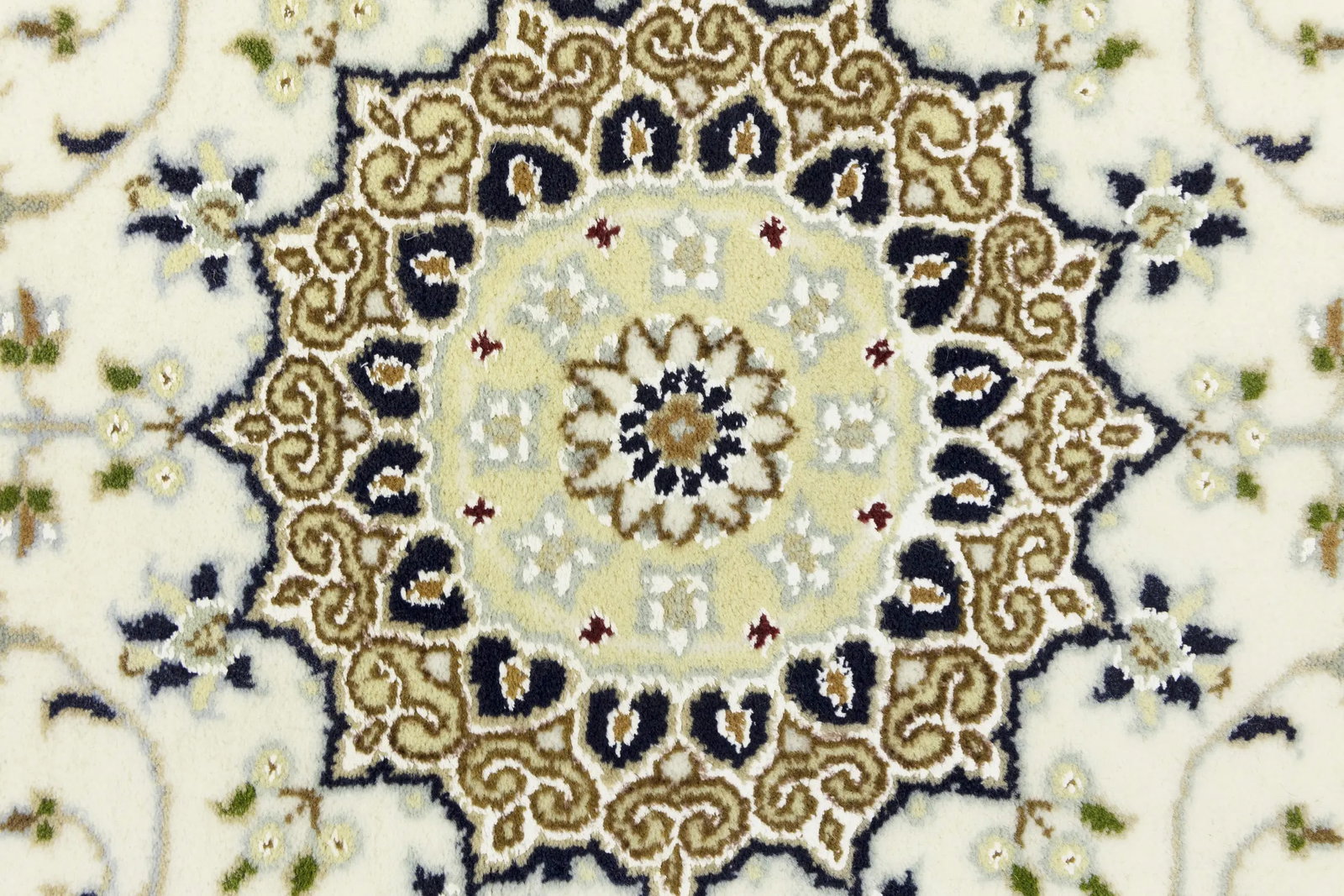 Cream Floral 3X4 Indo-Nain Oriental Rug - 9