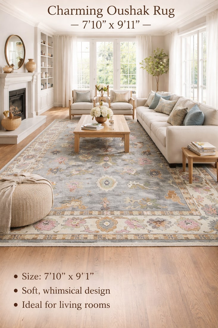 Floral Colorfast 8X10 Oushak Chobi Oriental Rug - 2