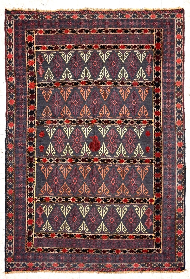 Hand-Knotted Soumak Kilim Flatweave Tribal Wool Oriental Area Rug 4'5" x 6'9" (1 of 7)