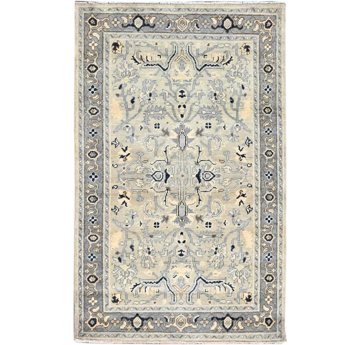 Ivory Densely Woven Natural Dyes Hand Knotted Seeripe Heris Rug: Title: Ivory Densely Woven Natural Dyes Hand Knotted Seeripe Heris Rug Description:This is a truly genuine one-of-a-kind. It has been Knotted for months and months in the centuries-old weaving
