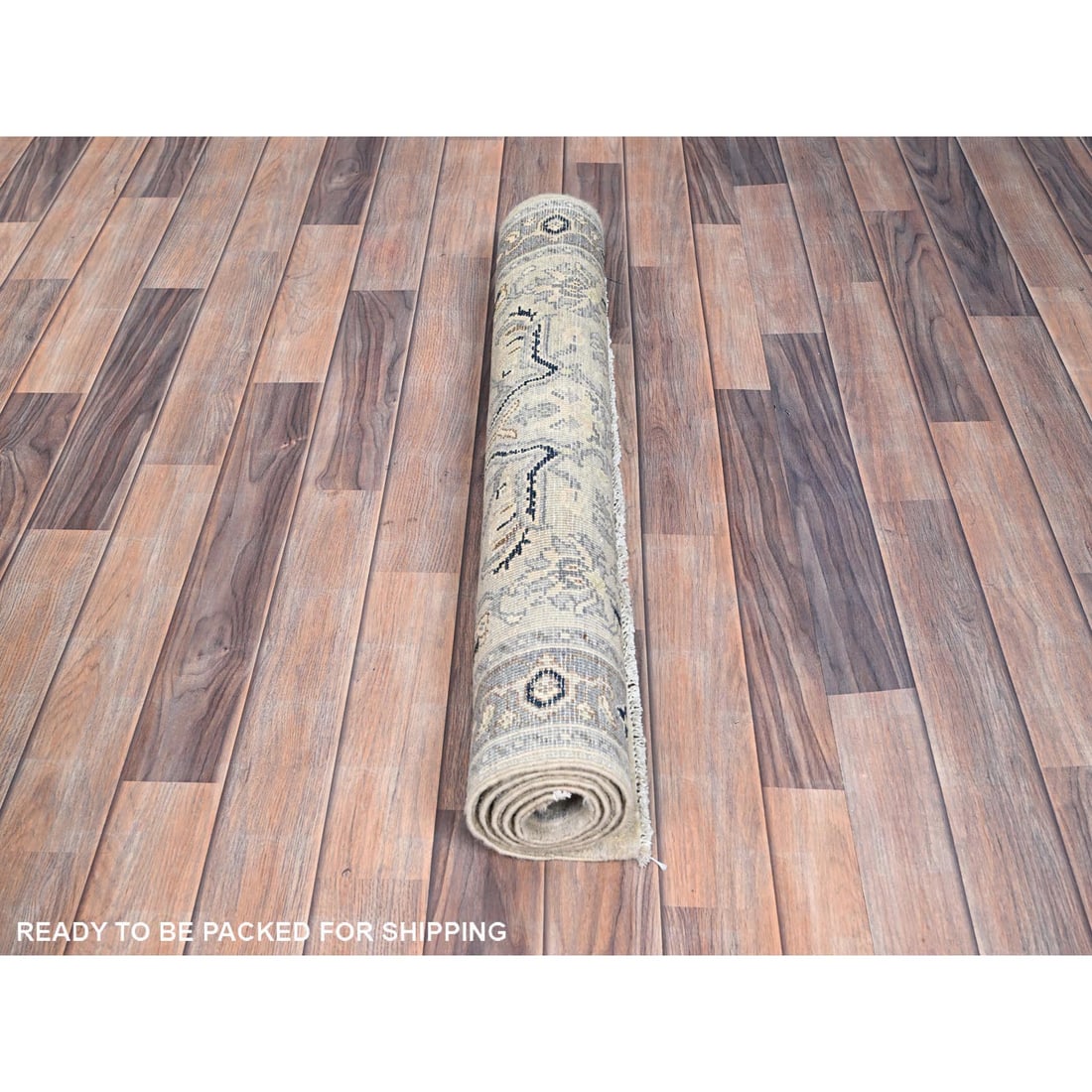Ivory Densely Woven Natural Dyes Hand Knotted Seeripe Heris Rug - 5