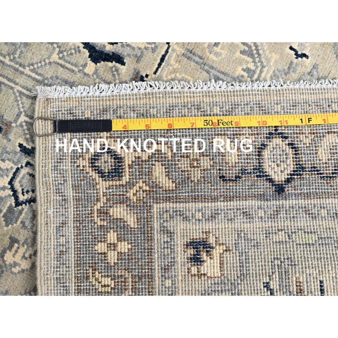 Ivory Densely Woven Natural Dyes Hand Knotted Seeripe Heris Rug - 7