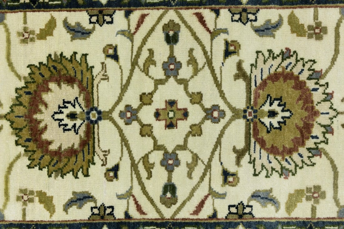 Cream Floral Osh Chobi 2'6X12 Peshawar Oriental Runner Rug - 10