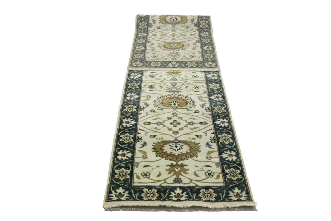 Cream Floral Osh Chobi 2'6X12 Peshawar Oriental Runner Rug - 18