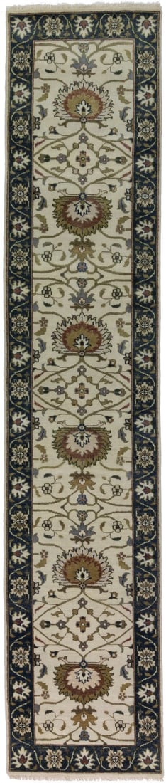 Cream Floral Osh Chobi 2'6X12 Peshawar Oriental Runner Rug: Title: Cream Floral Osh Chobi 2'6X12 Peshawar Oriental Runner Rug Description:Handmade 2'6X12 cream oriental runner made with vegetable dyes (fine wool pile and cotton foundation), superior knot count