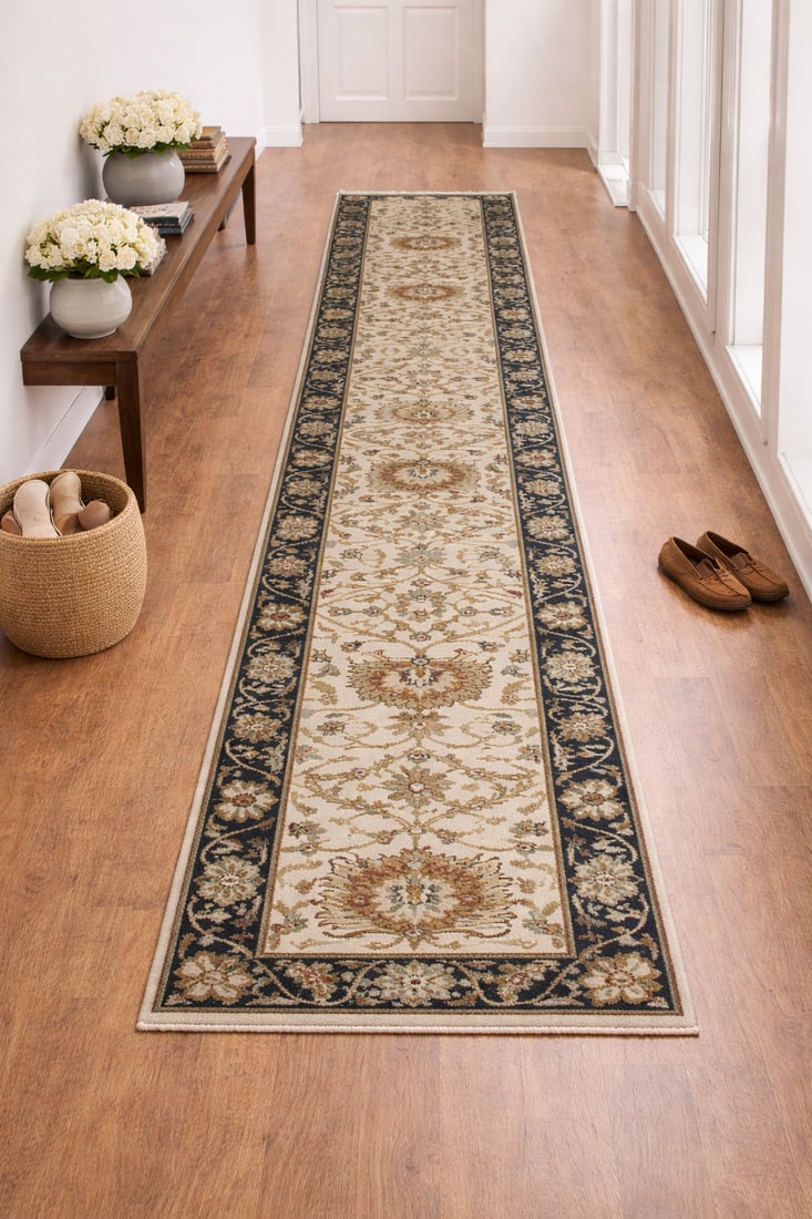Cream Floral Osh Chobi 2'6X12 Peshawar Oriental Runner Rug - 2