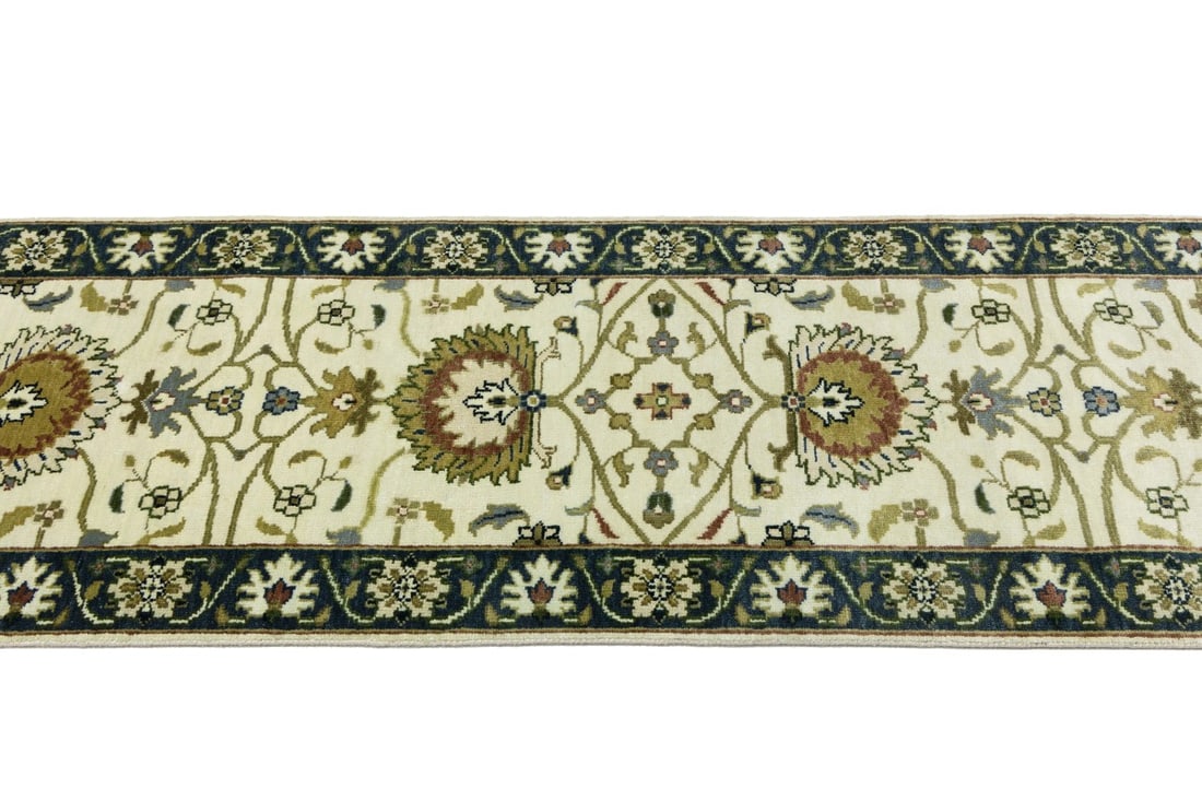 Cream Floral Osh Chobi 2'6X12 Peshawar Oriental Runner Rug - 8