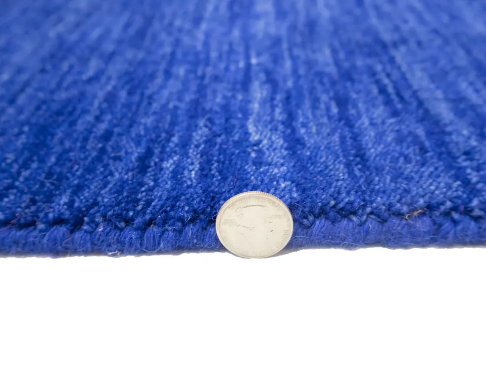 Solid Royal Blue Modern 8X8 Gabbeh Oriental Square Rug - 10