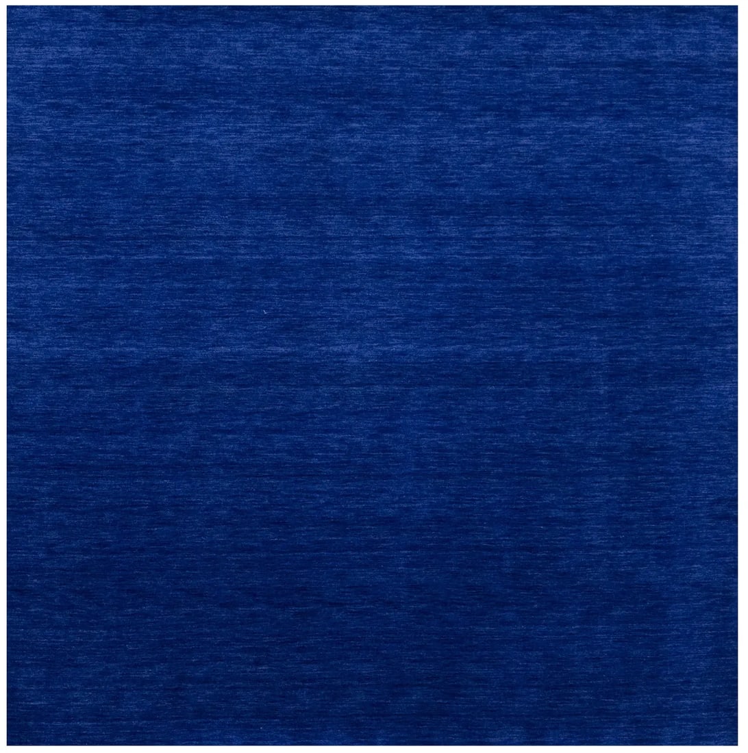 Solid Royal Blue Modern 8X8 Gabbeh Oriental Square Rug: Title: Solid Royal Blue Modern 8X8 Gabbeh Oriental Square Rug Description:This hand-loomed 8X8 Royal Blue Oriental Square rug from India is characterized by a robust modern design and a rich Royal Blu