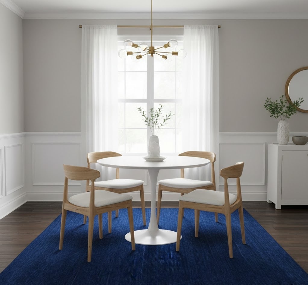 Solid Royal Blue Modern 8X8 Gabbeh Oriental Square Rug - 2