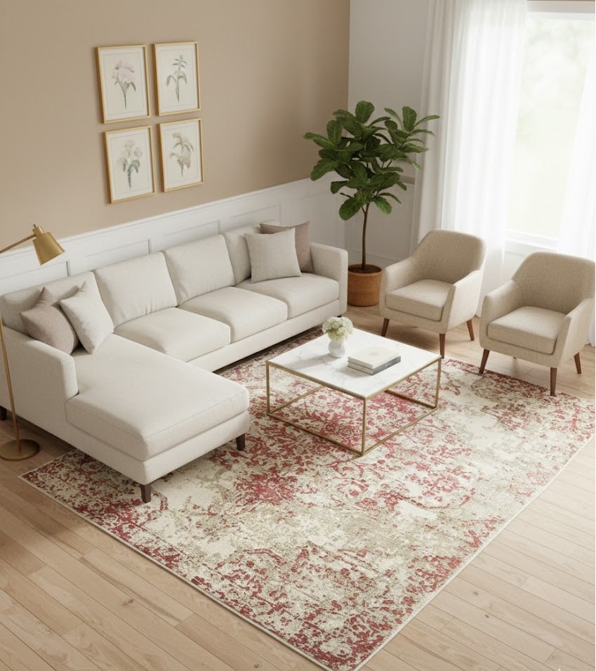 Distressed Floral Modern 8X10 Hand-Loomed Rug - 2